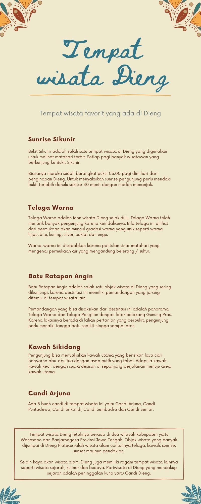 Tempat wisata yang ada di Dieng